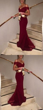 Off The Shoulder Prom Dress, Charming Formal Dresses,Mermaid Dresses ,burgundy prom dress  cg335