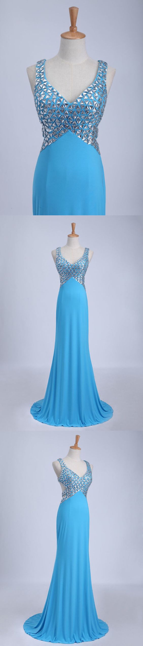 2019 dance straps prom dresses open back sheath / column with beading cg4091