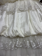 Gorgeous Lace Embroidery Beaded Sweet 16 Quinceanera Strapless A-Line Floor-length Tiered Prom Dress Evening Dress Ball Gown TP4393