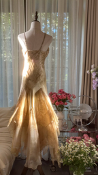 Retro Sweetheart Mermaid Spaghetti Strap Design A-line Romantic Chiffon Evening Dress Prom Dress TP3998