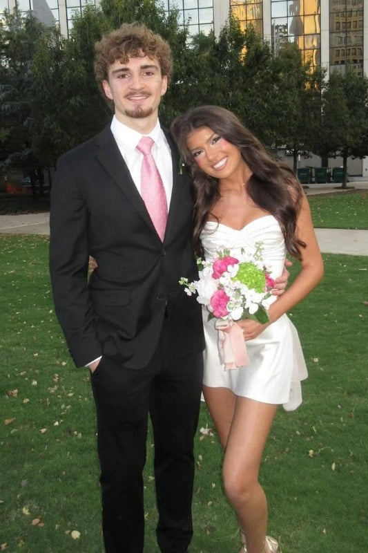 Cute White Sheath Short Graduation Dress Mini Birthday Dresses