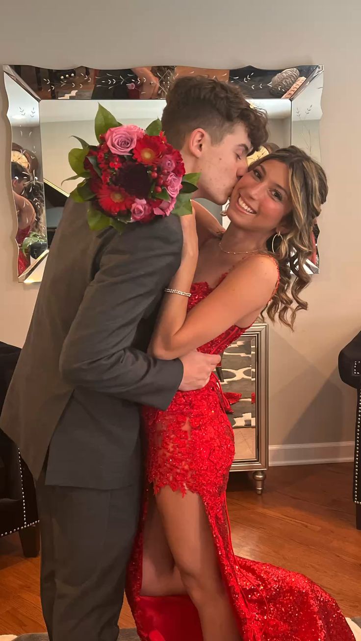 Red Mermaid Sequins Prom Dresses, Bodycon Evening Dresses