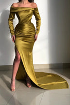 Charming Long Sleeves Mermaid Best Long Fashion Evening Prom Dresses