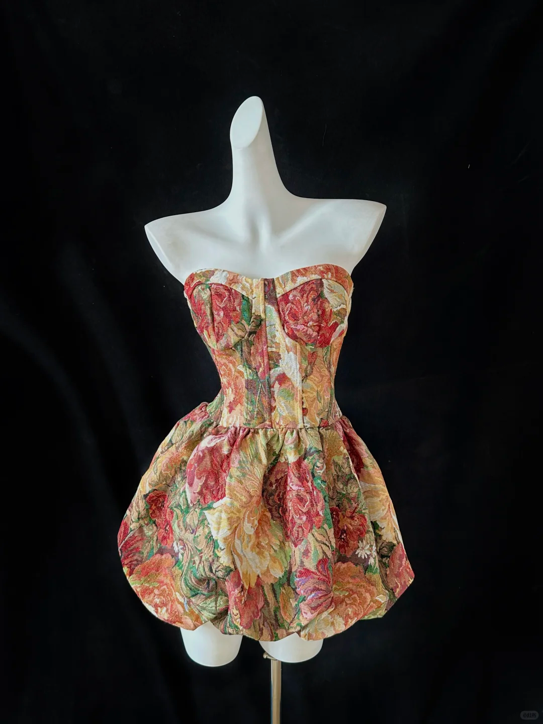 Vintage Colorful Floral Design Strapless Romantic A-line Short Homecoming Dress TP4026