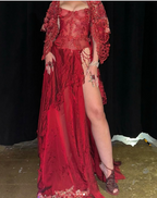 Burgudny Off Shoulder Long Dress Evening Party Dress       fg7404