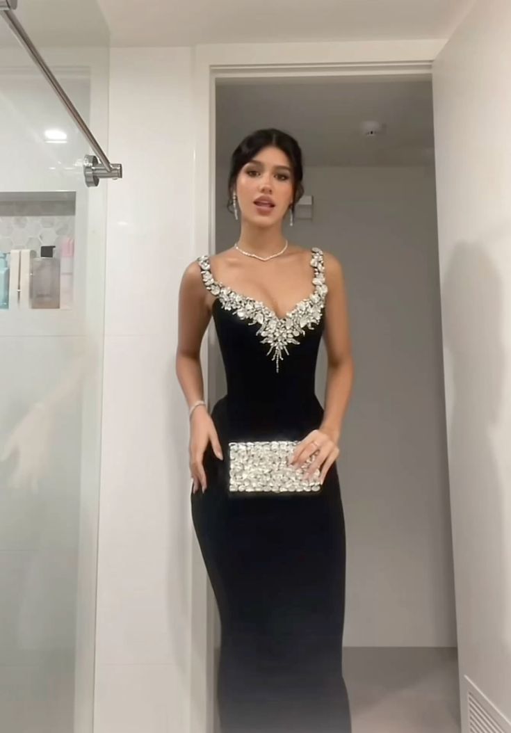 Black Mermaid Sexy Long Formal Dress Evening Party Dresses  fg7763