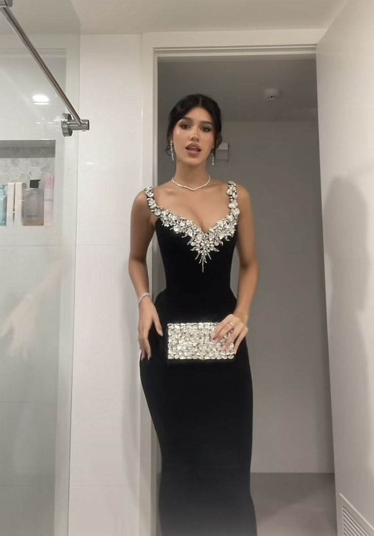 Black Mermaid Sexy Long Formal Dress Evening Party Dresses  fg7763