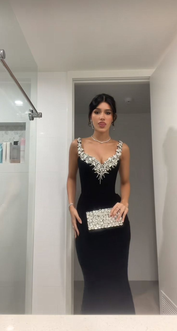 Black Mermaid Sexy Long Formal Dress Evening Party Dresses  fg7763