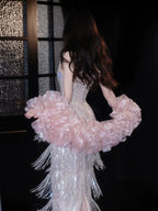 Shiny Tassel Luxurious Evening Dress Beaded Long Prom Dress Birthday Dress fg8254