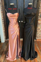 Lace-Up Burgundy Cowl Neck Ruched Long Party Dress,Black Prom Dresses