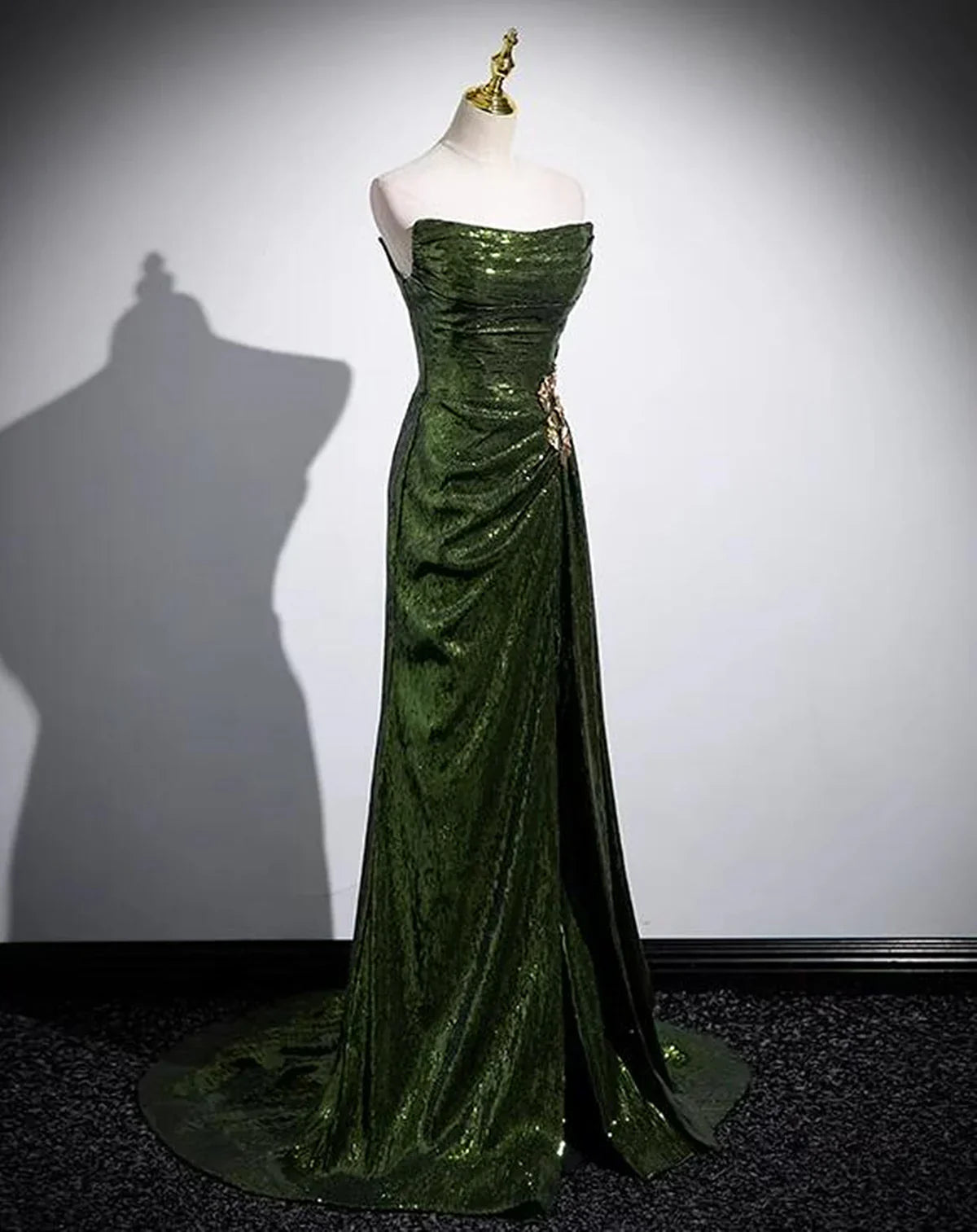 A-line Green Sequins Mermaid Long Party Dress, Mermaid Sequins Green Prom Dress TP1097