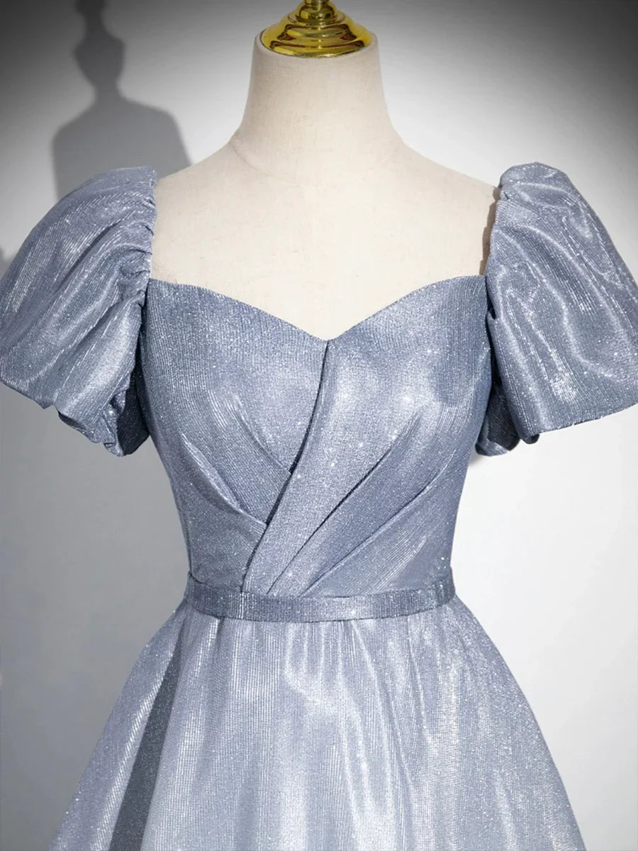 Beautiful Gradient-Color Glitter Sequins Prom Dresses, A-Line Princess Off-The-Shoulder Sleeveless Gray Blue Formal Dresses TP131