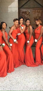 Elegant One Shoulder Bridesmaid Dresses Long Mermaid Maid of Honor Gown
