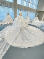 Gorgeous Beading Ruffled Tulle Off-Shoulder Wedding Dress Sparkling Fairytale Wedding Gown TP5073