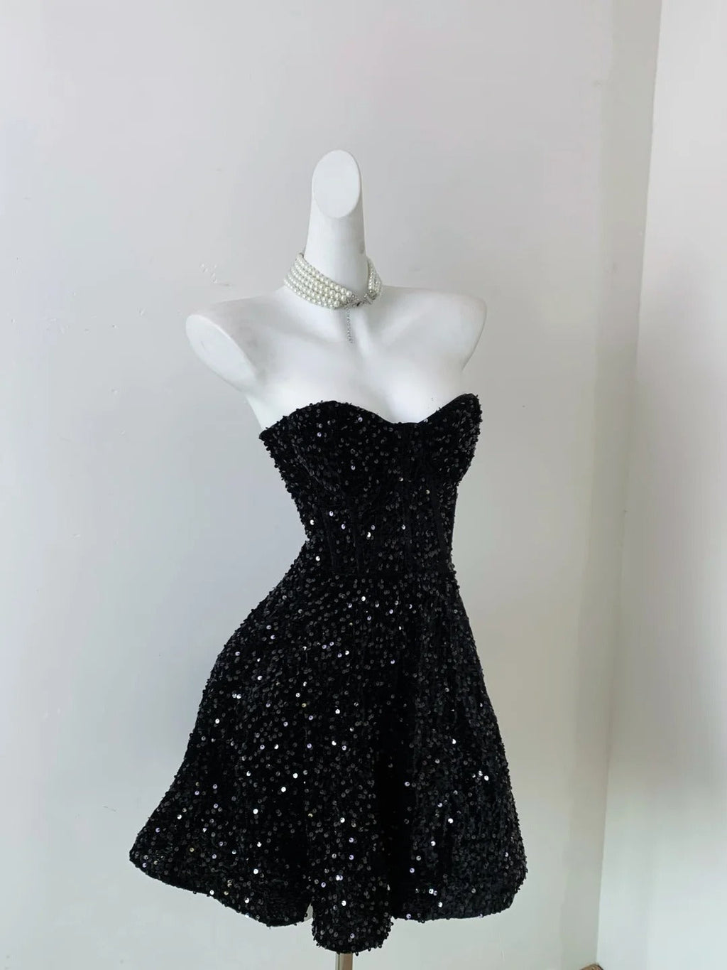 Black Shiny Fashion Short Mini Sequin Homecoming Dress Birthday Party Dress gh3798