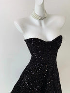 Black Shiny Fashion Short Mini Sequin Homecoming Dress Birthday Party Dress gh3798