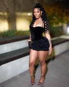 Elegant Short Prom Dress Outfit,Black Mini Hoco Dresses