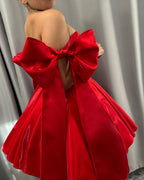 Short Red Prom Dresses Strapless Ball Gown Cocktail Dress