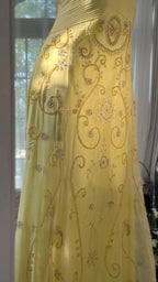 Unique Yellow Prom Dresses Long Beaded Open Back Prom Outfit